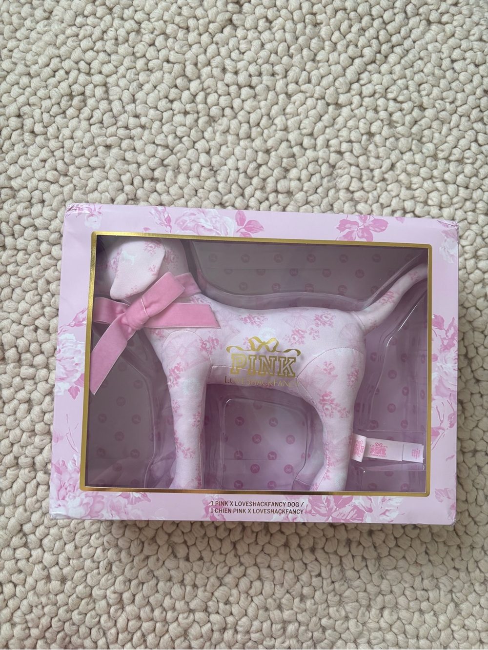 Victoria's Secret PINKx loveshackfancy  Plush Dog with Pink Bow